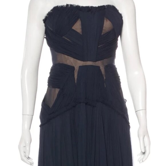 J. Mendel Blue Silk Strapless Gown - Picture 2 of 5